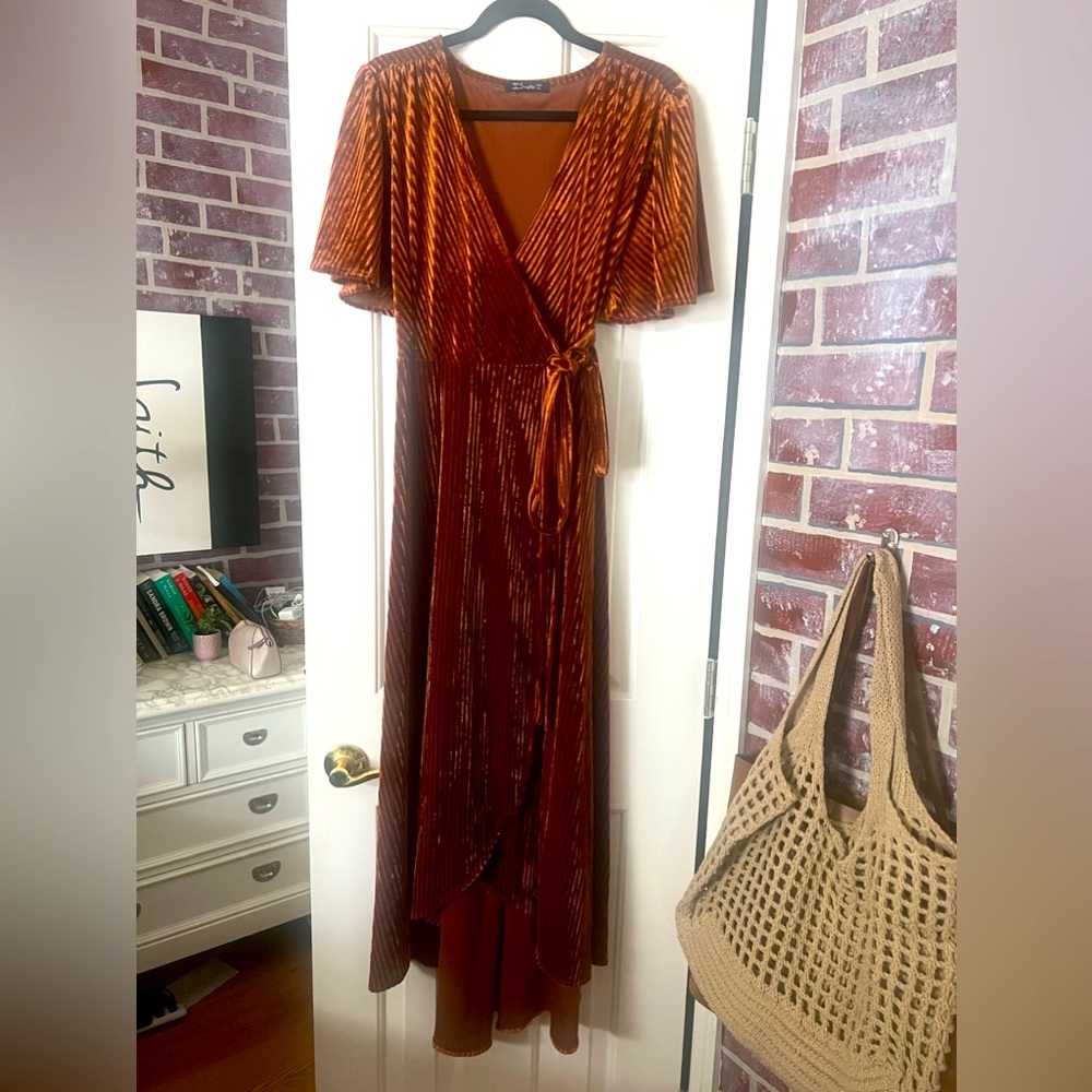 Copper / Burnt Orange Tie Dress